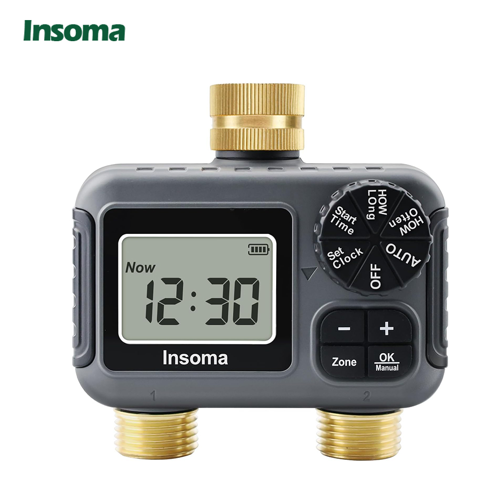 Smart Garden Monitoring System - Insoma สมาร์ทระบบรดน้ําชลประทาน Dual Outlets เครื่องตั้งเวลาน้ําอัตโนมัติโรยก๊อกน้ําท่อโปรแกรมเมอร์สําหรับสวนกลางแจ้ง