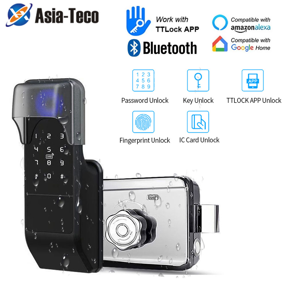 Smart Garden Lock - IP65 กันน้ํา TTLock ลายนิ้วมือสมาร์ทประตูล็อคกลางแจ้งประตูบลูทูธรหัสผ่าน 13.56MHz IC