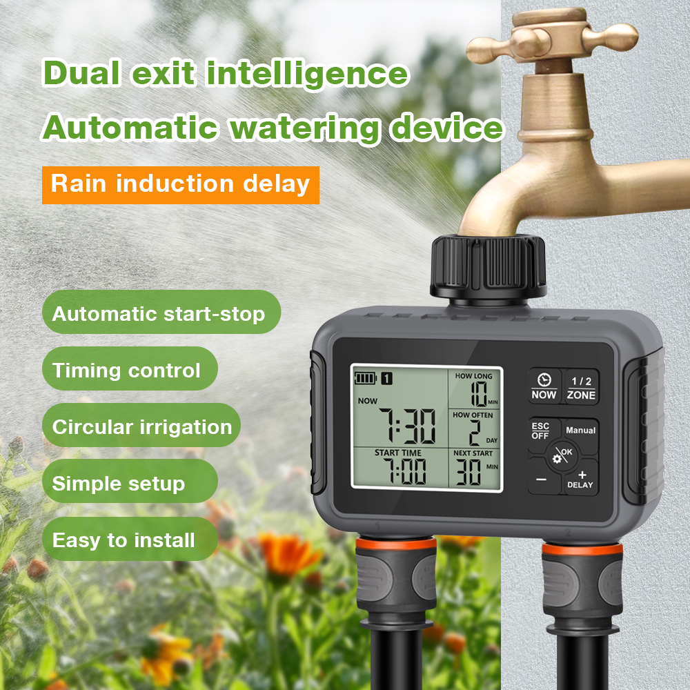 Smart Garden Monitoring System - ตัวตั้งเวลาควบคุมการรดน้ำอัตโนมัติ 1/2/3 ช่อง ระบบรดน้ำอัจฉริยะ พร้อมสายฉีดน้ำ สำหรับสวนกลางแจ้ง