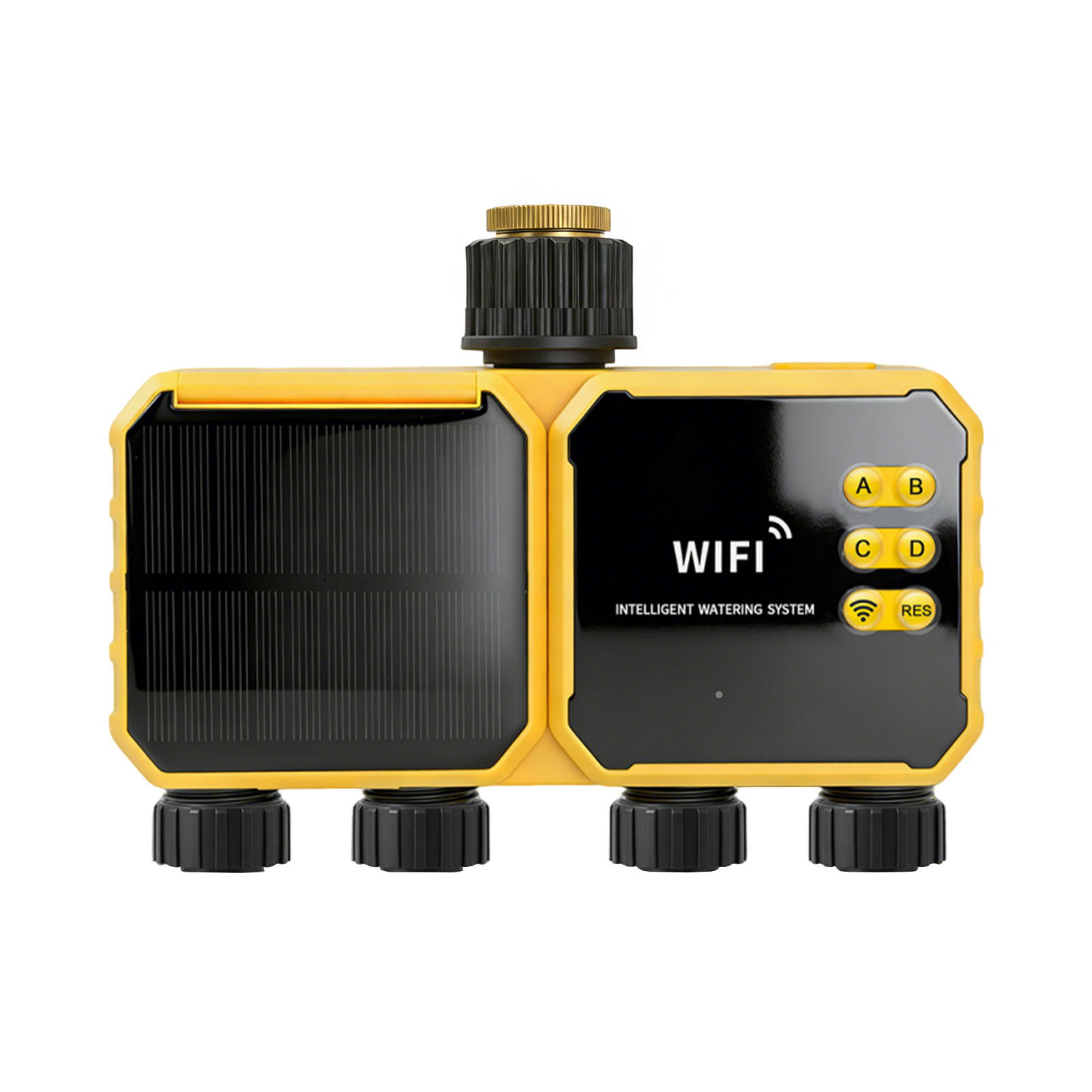 Smart Garden Zone - ตัวตั้งเวลาควบคุมการรดน้ำแบบโซลาร์ WiFi 4 โซน - ตัวควบคุมวาล์วน้ำอัจฉริยะพร้อมเซ็นเซอร์วัดปริมาณน้ำฝน