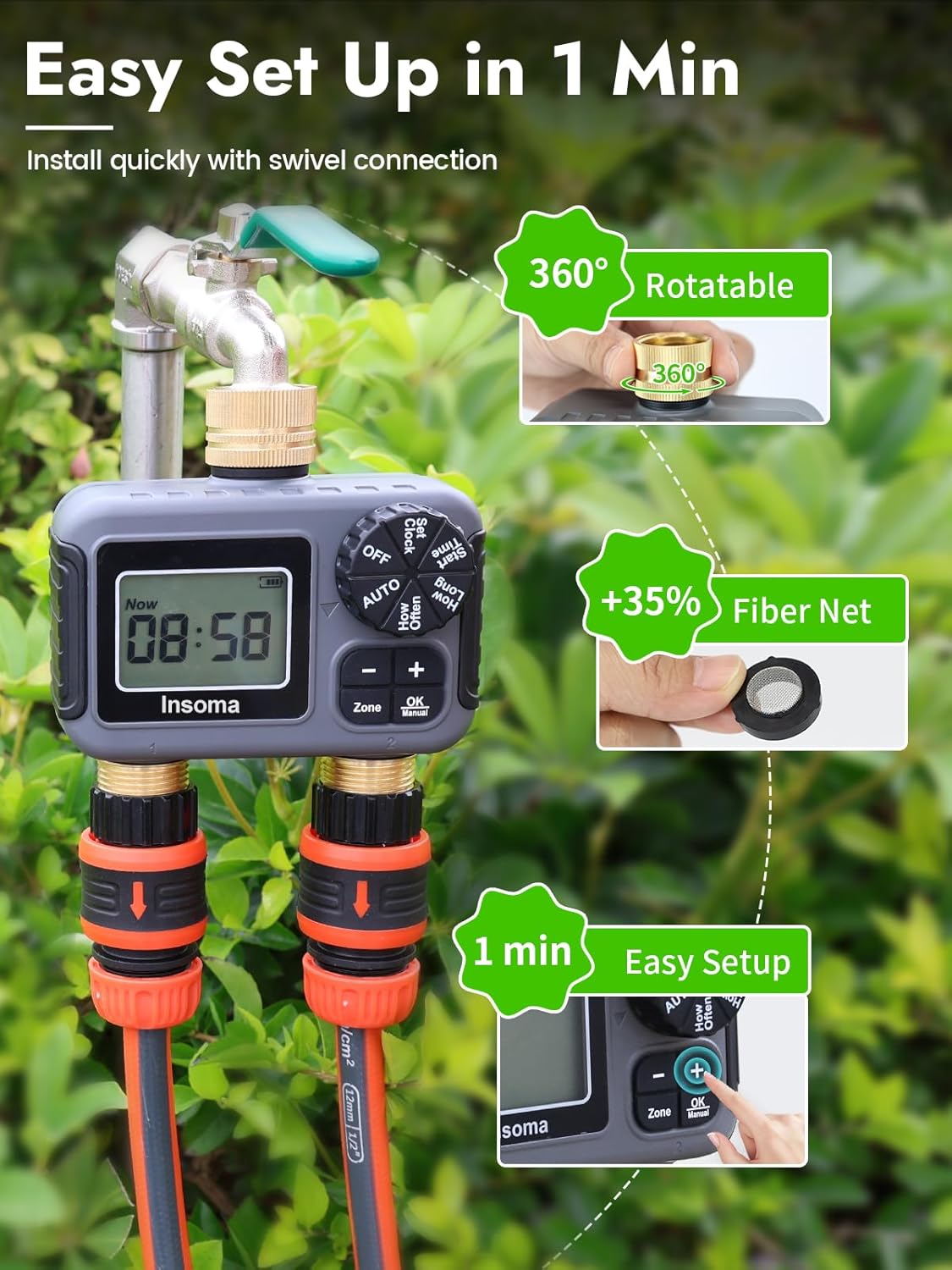 ระบบรดน้ำอัจฉริยะแบบสองช่องจ่า - Smart Garden Monitoring System บทวิจารณ์และราคา